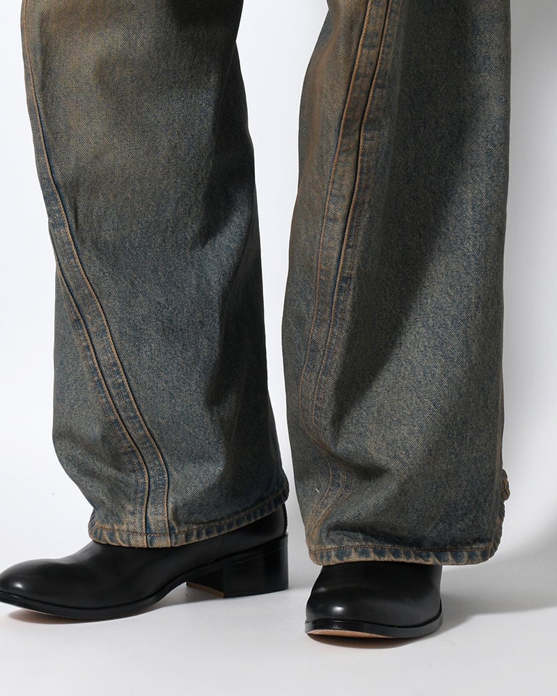 NVRFRGT  3D TWISTED WIDE LEG JEANS -MUD FADED INDIGO- MUD FADED INDIGO 1