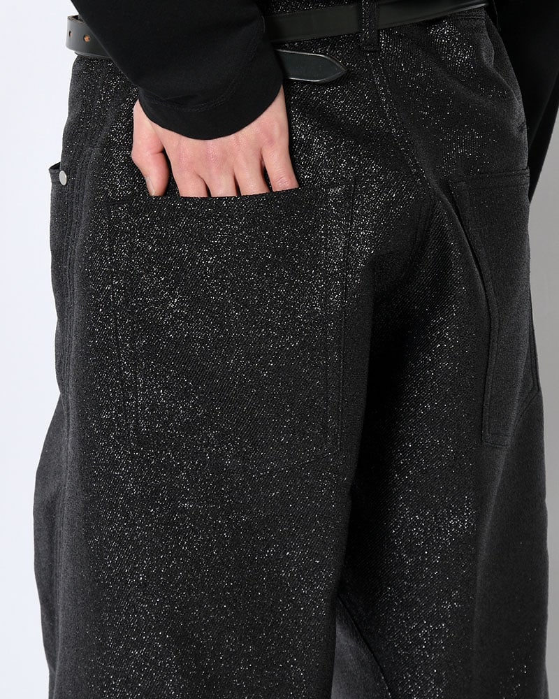 NVRFRGT  GLITTER TWILL 3D TWISTED WIDE -BLACK- BLACK 1