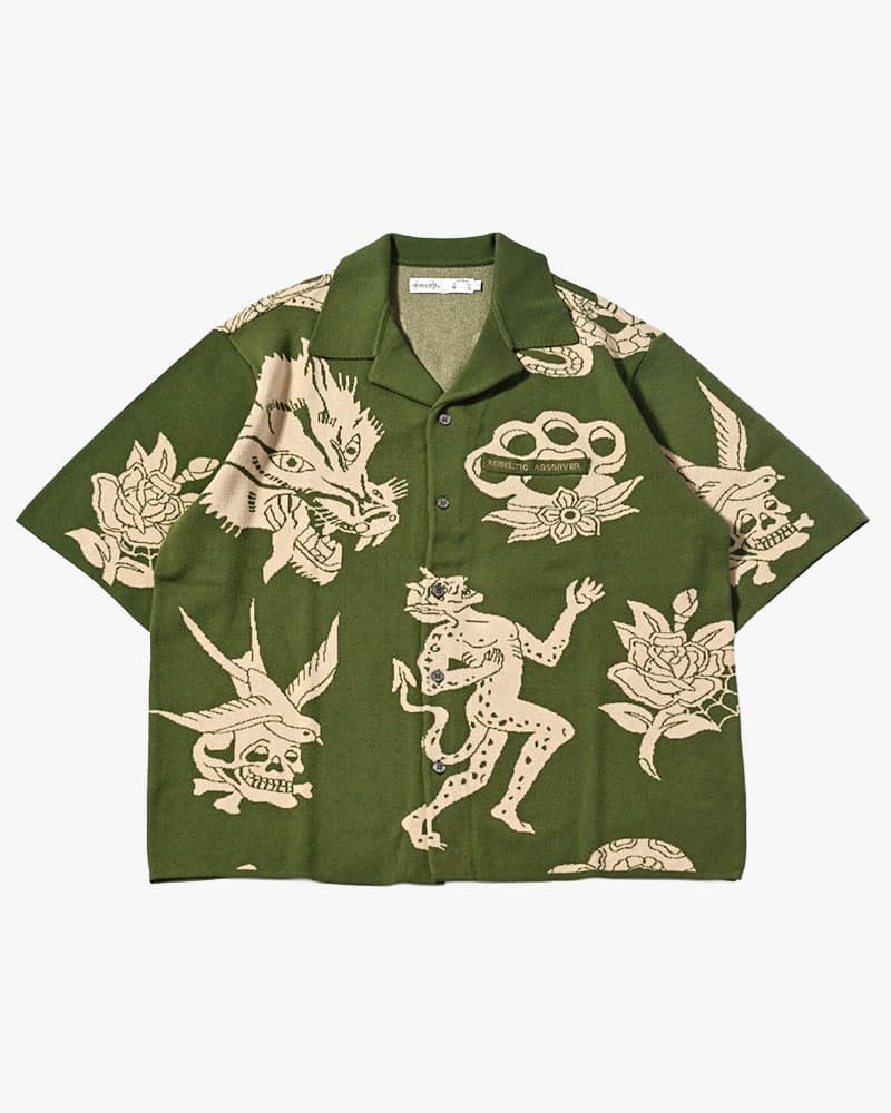 HIGH-GATE  OUTLAW KNIT SHIRT -GREEN- GREEN 1