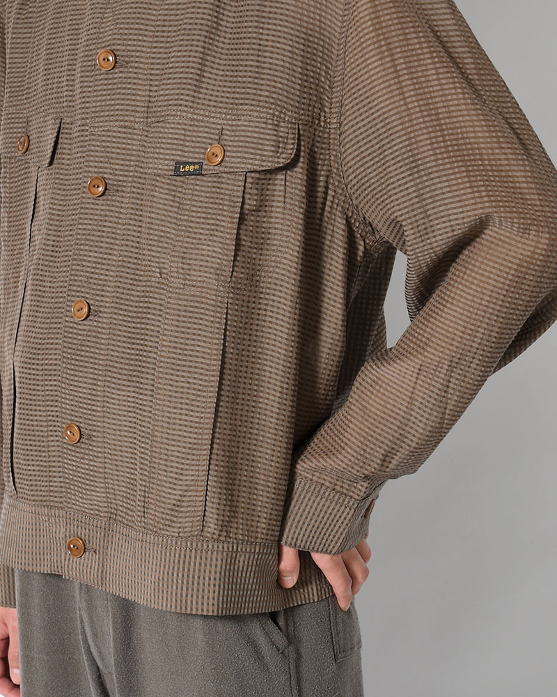 SEVEN BY SEVEN×Lee  SHEER COWBOY JACKET -Gingham Check Indian fabric- -GREIGE- GREIGE S
