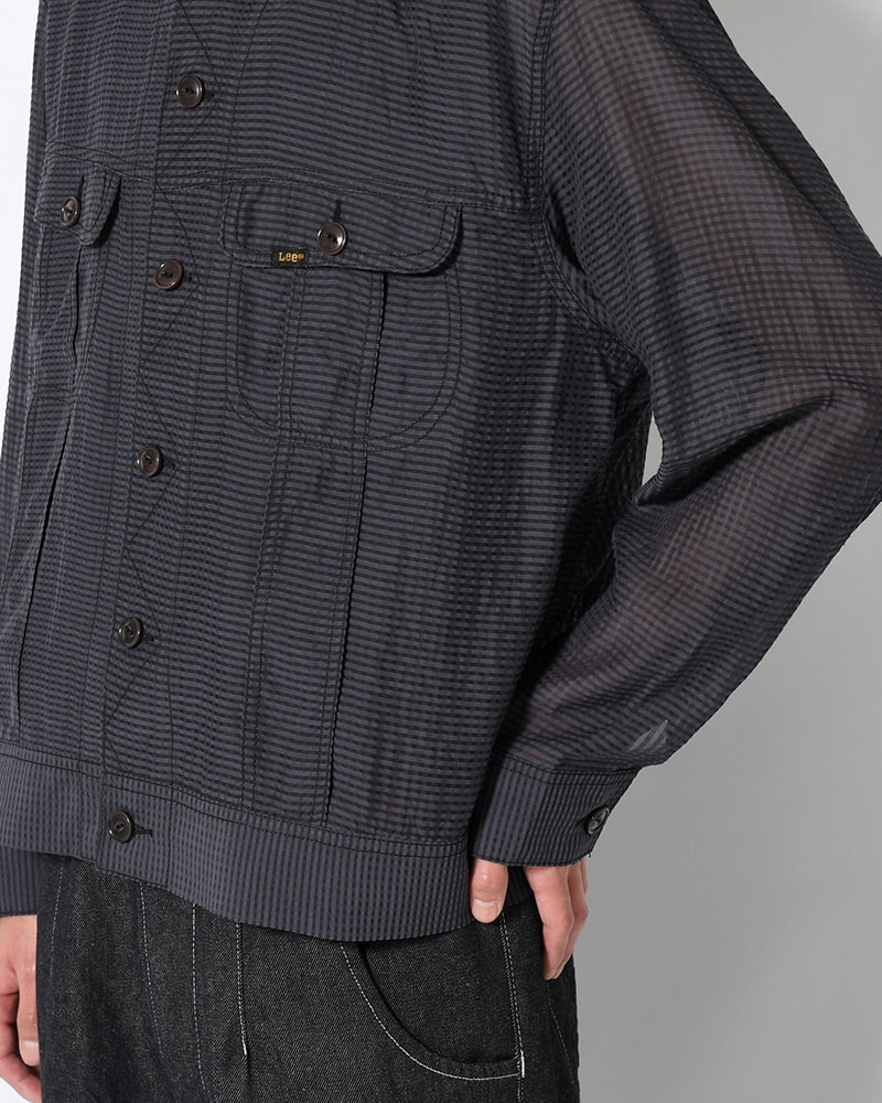 SEVEN BY SEVEN×Lee  SHEER COWBOY JACKET -Gingham Check Indian fabric- -BLACK- BLACK S