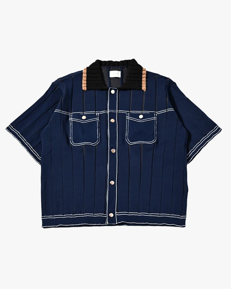 KOOI  CLASSIC RIB KNIT SHIRT -NAVY- NAVY 1