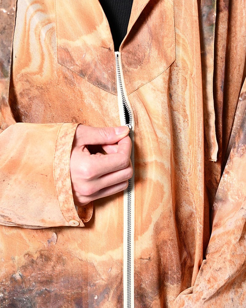 KOOI  NATURE PRINT SHEER ZIP HOODIE -BEIGE- BEIGE 1