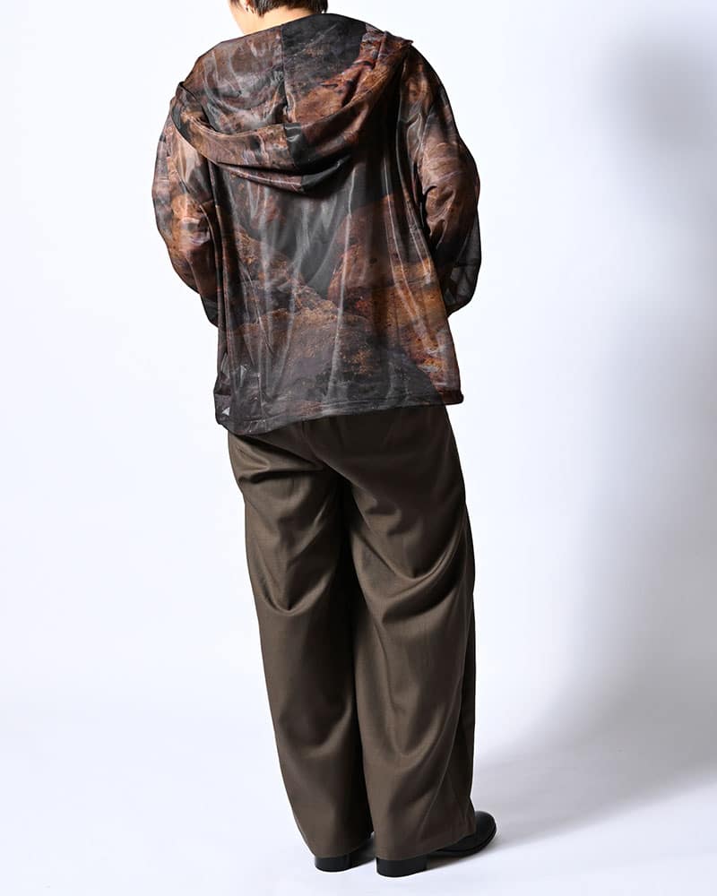 KOOI  NATURE PRINT SHEER ZIP HOODIE -SAND- SAND 1