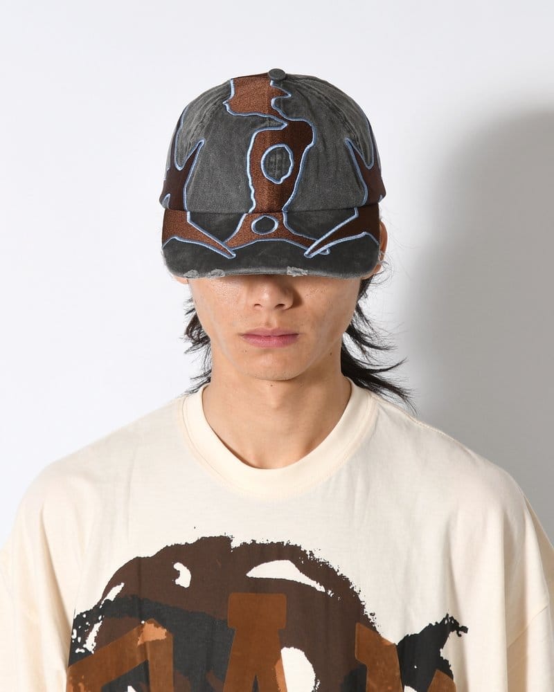 Perks And Mini  OUTLINE LOGO CAP -BLACK WASH- BLACK WASH ONE SIZE