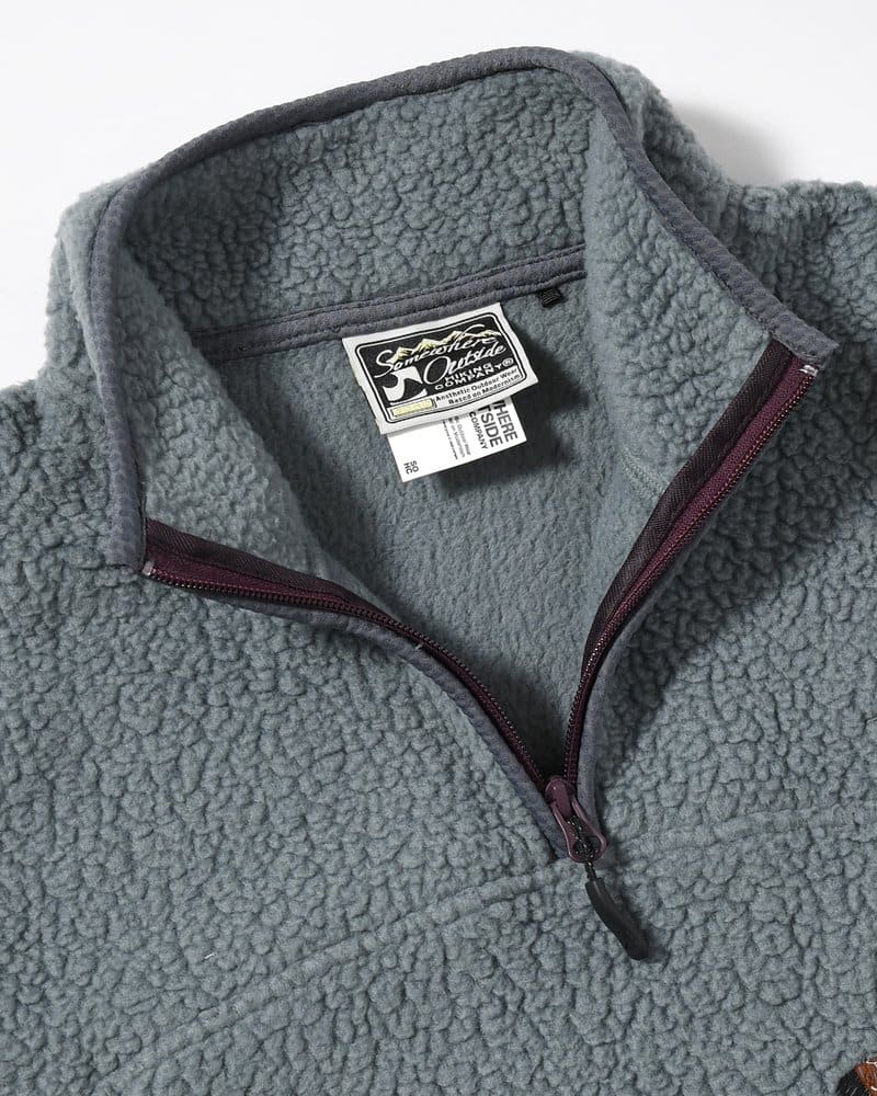 SOMEWHERE OUTSIDE HIKING COMPANY  MOUNTAIN GOAT POLARTEC FLEECE ANORAK -GREY- GREY L