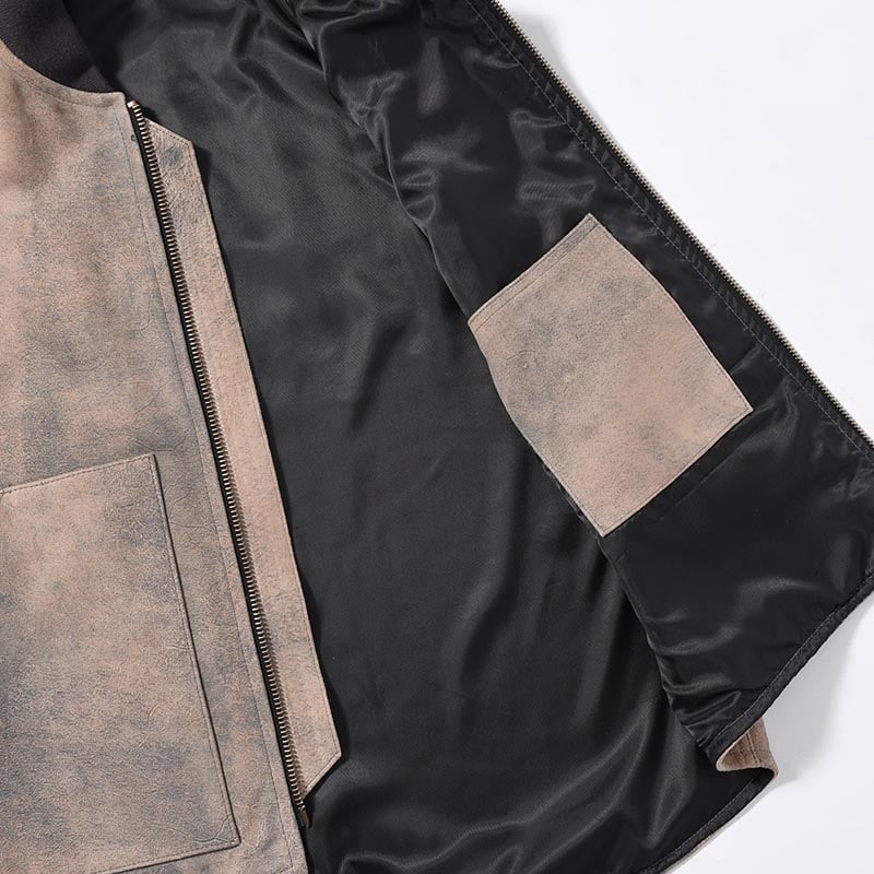 SEVEN BY SEVEN  LEATHER WORK VEST Goat suede Antique finish GRAY S