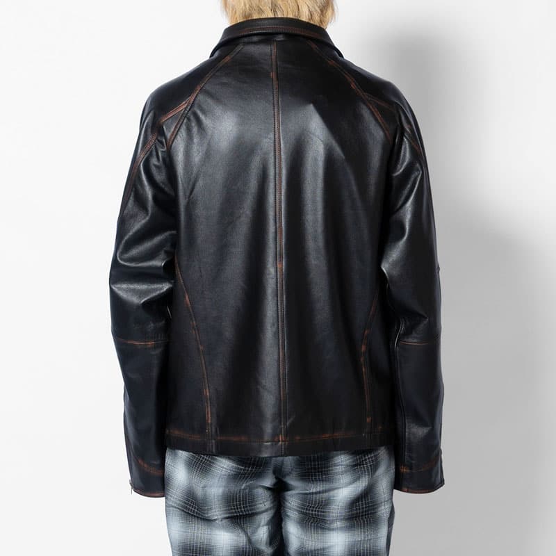 KOOI  D POCKET AGING LEATHER JACKET -BLACK- BLACK 1