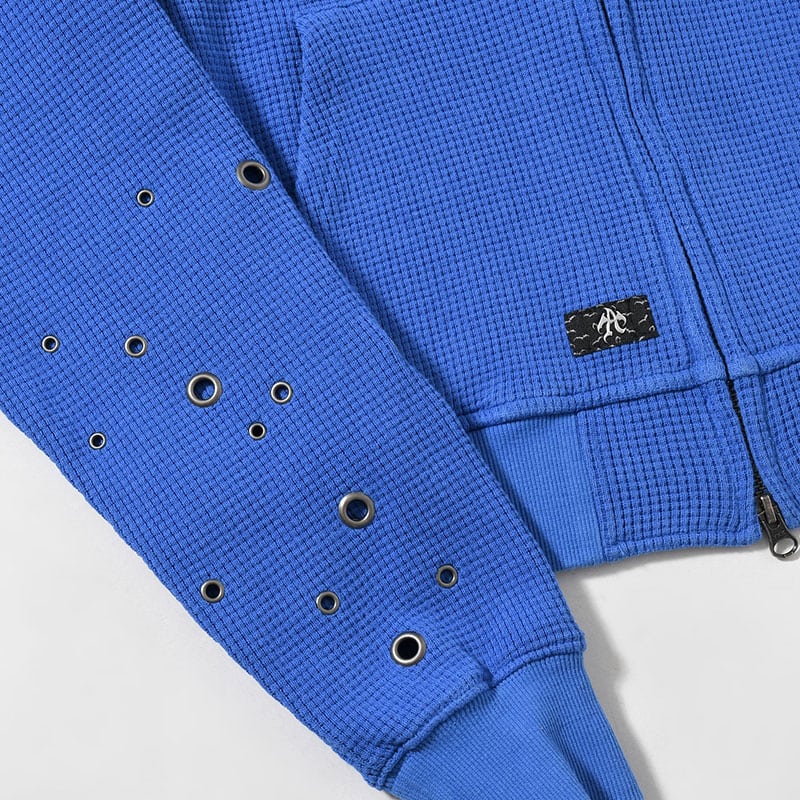 ANTIMID  EYELET THERMAL ZIP HOODIE BLUE S