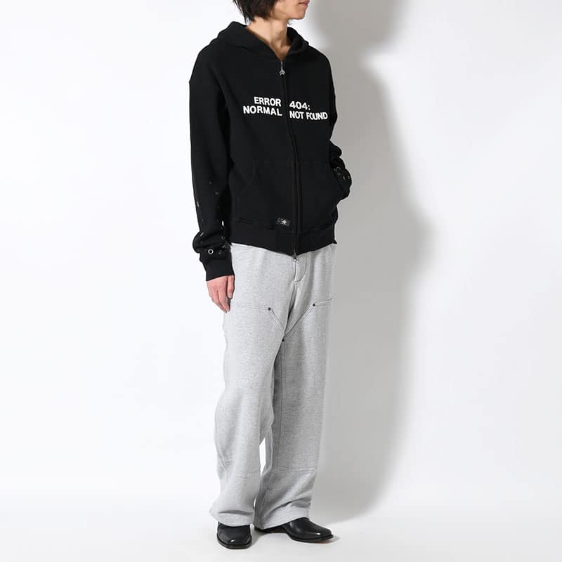 ANTIMID  EYELET THERMAL ZIP HOODIE BLACK S