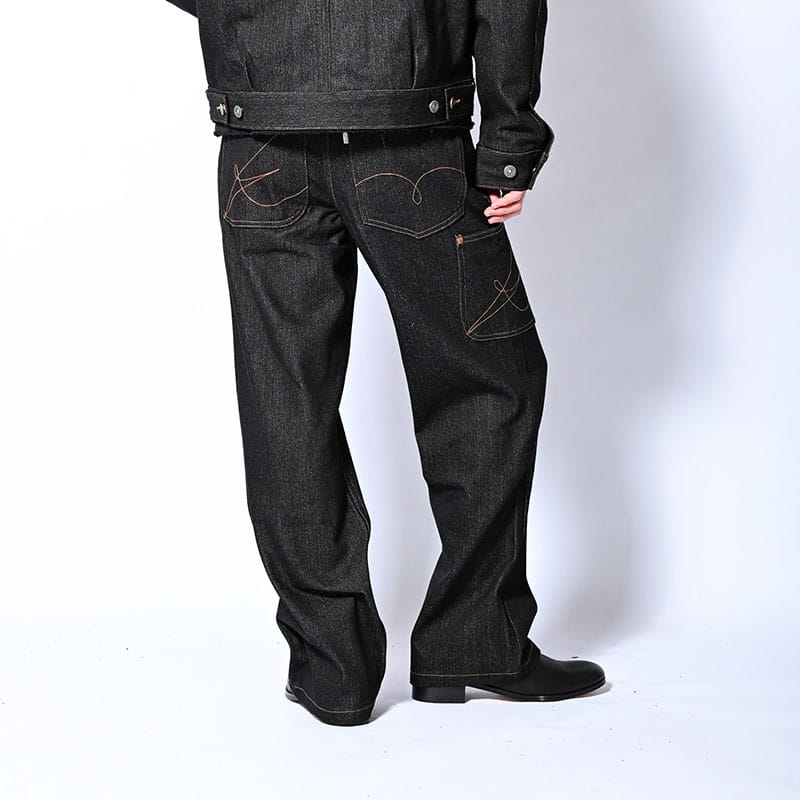 KOOI  IRREGULAR BOYS DENIM PANTS BLACK 1