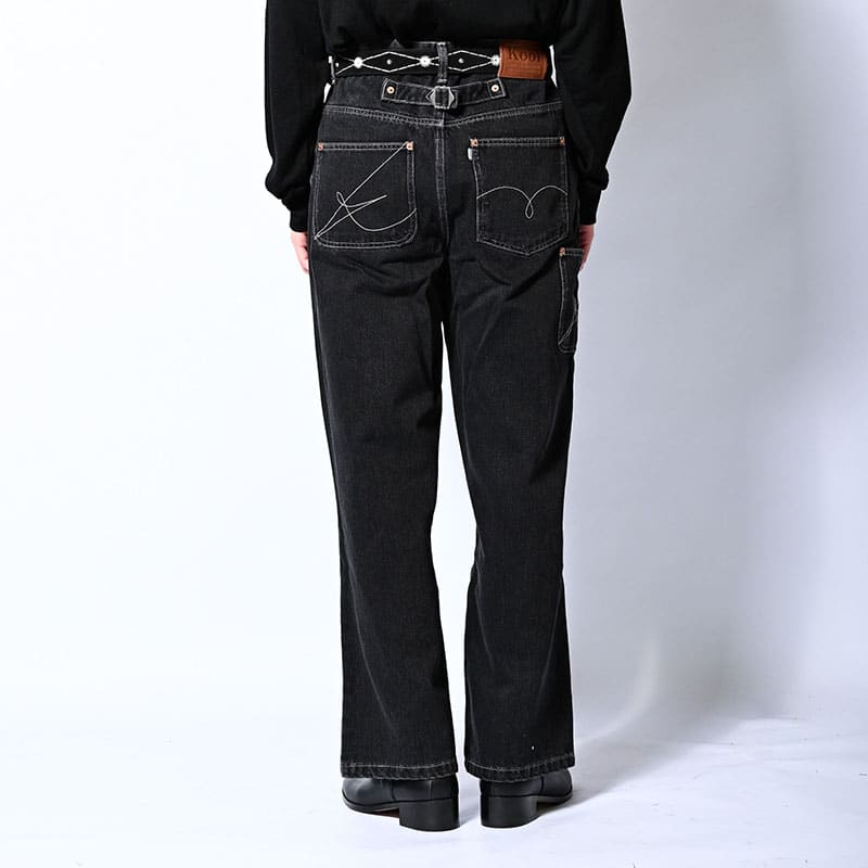 KOOI  IRREGULAR BOYS DENIM PANTS W.BLACK 1
