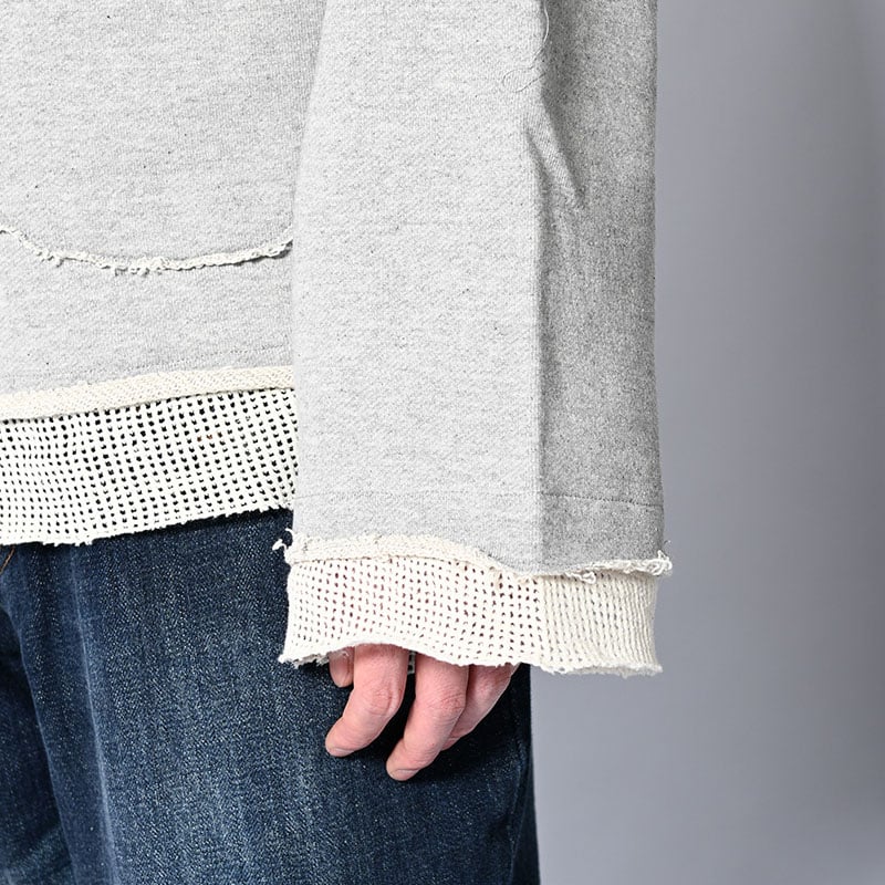 KOOI  MESH LAYER LACE UP HOODIE H.GRAY 1