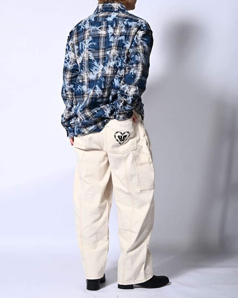 HIGH-GATE  HALF DOUBLE KNEE BAGGY DENIM OFF WHITE 1