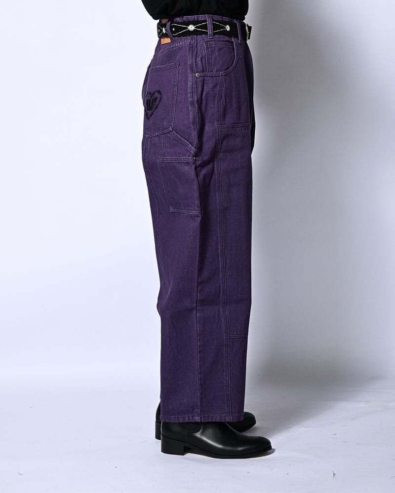 HIGH-GATE  HALF DOUBLE KNEE BAGGY DENIM PURPLE 1