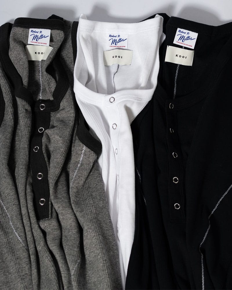 Robert P. Miller×KOOI  STITCH PANEL RIBBED TANKTOP -GRAY- GRAY 1