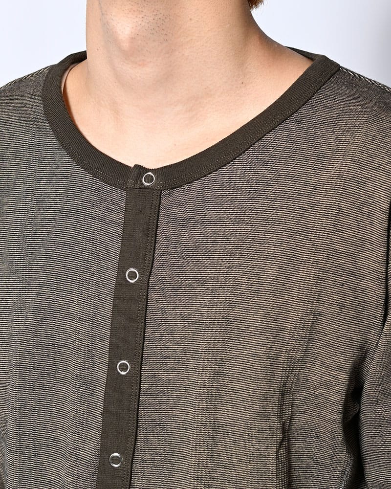 Robert P. Miller×KOOI  STITCH PANEL RIBBED CARDIGAN -BROWN- BROWN 1