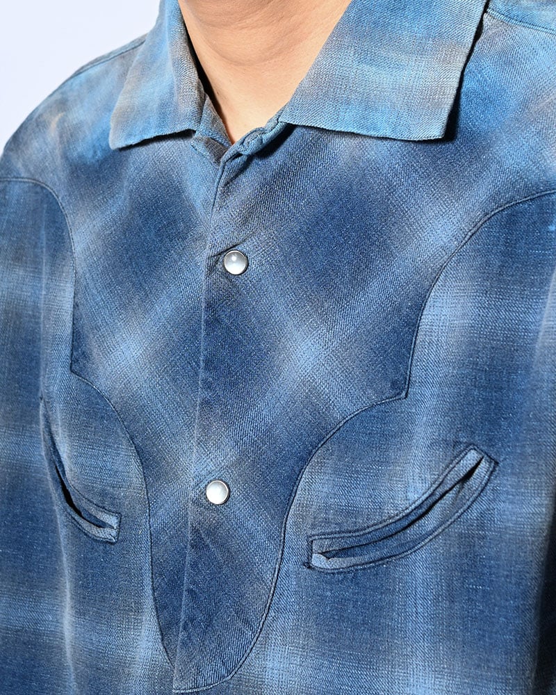 KOOI  INDIGO CHECK WESTERN SHIRTS -BLUE- BLUE 1