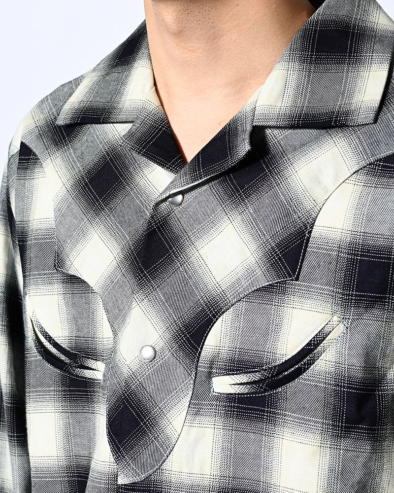 KOOI  INDIGO CHECK WESTERN SHIRTS  -WHITE- WHITE 1