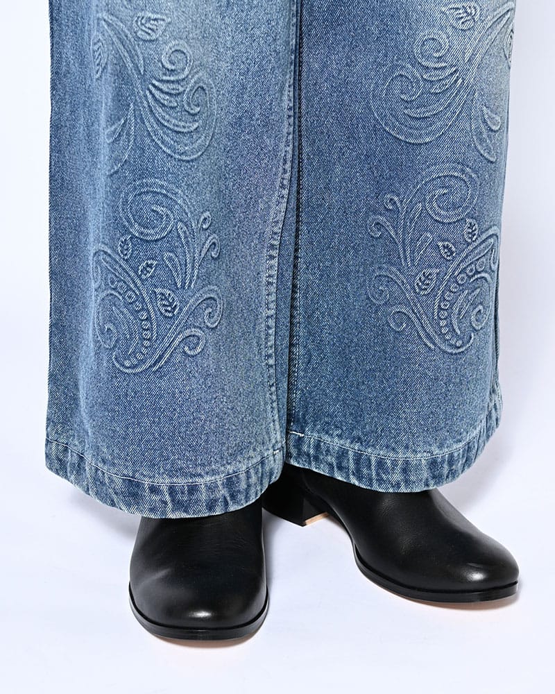 KOOI  EMBOSS DENIM PANTS -W.INDIGO- W.INDIGO 1
