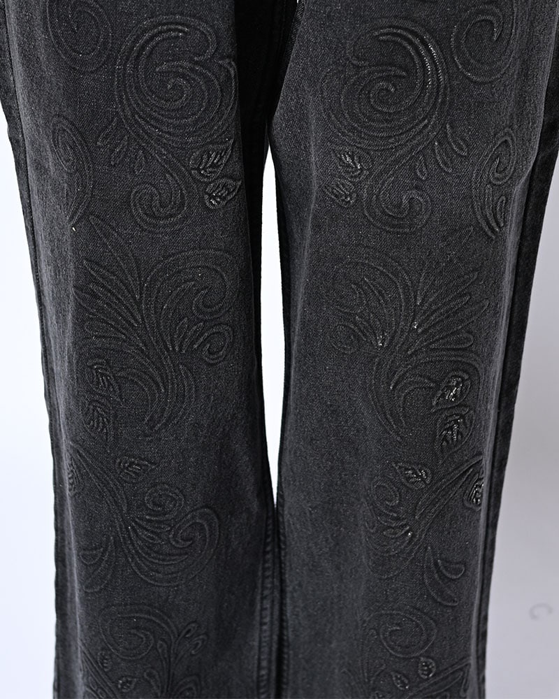 KOOI  EMBOSS DENIM PANTS -BLACK- BLACK 1