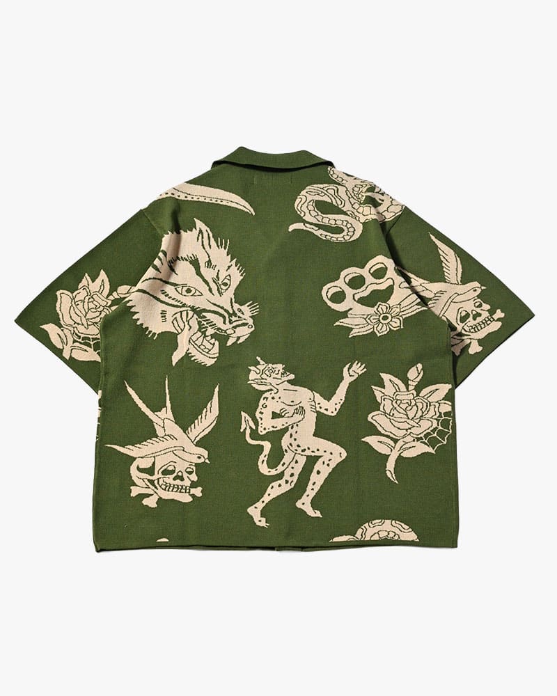 HIGH-GATE  OUTLAW KNIT SHIRT -GREEN- GREEN 1