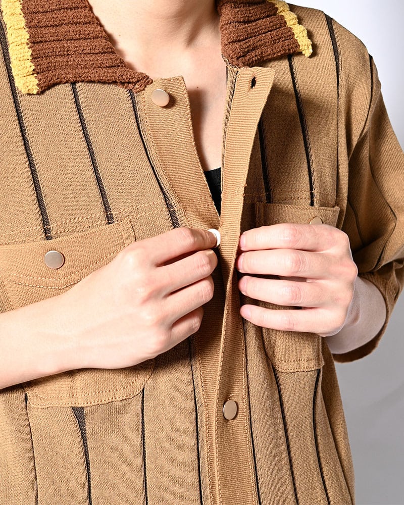 KOOI  CLASSIC RIB KNIT SHIRT -BEIGE- BEIGE 1