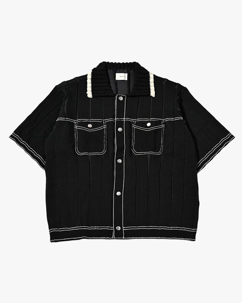 KOOI  CLASSIC RIB KNIT SHIRT -BLACK- BLACK 1