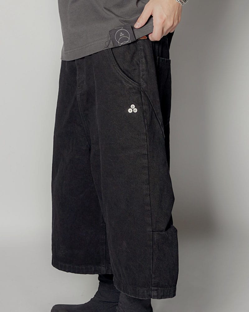 CONTE STRUT  3D DENIM HALF PANTS -BLACK- BLACK M