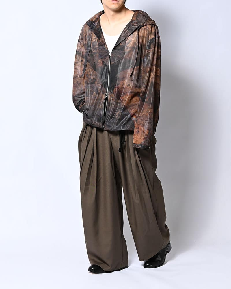 KOOI  NATURE PRINT SHEER ZIP HOODIE -SAND- SAND 1