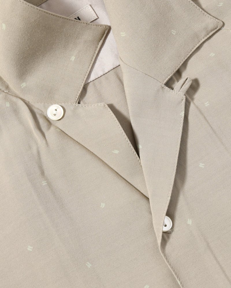 SEVEN BY SEVEN  OPEN COLLAR SHIRTS -Botanical print -GRAY KHAKI- GRAY KHAKI S