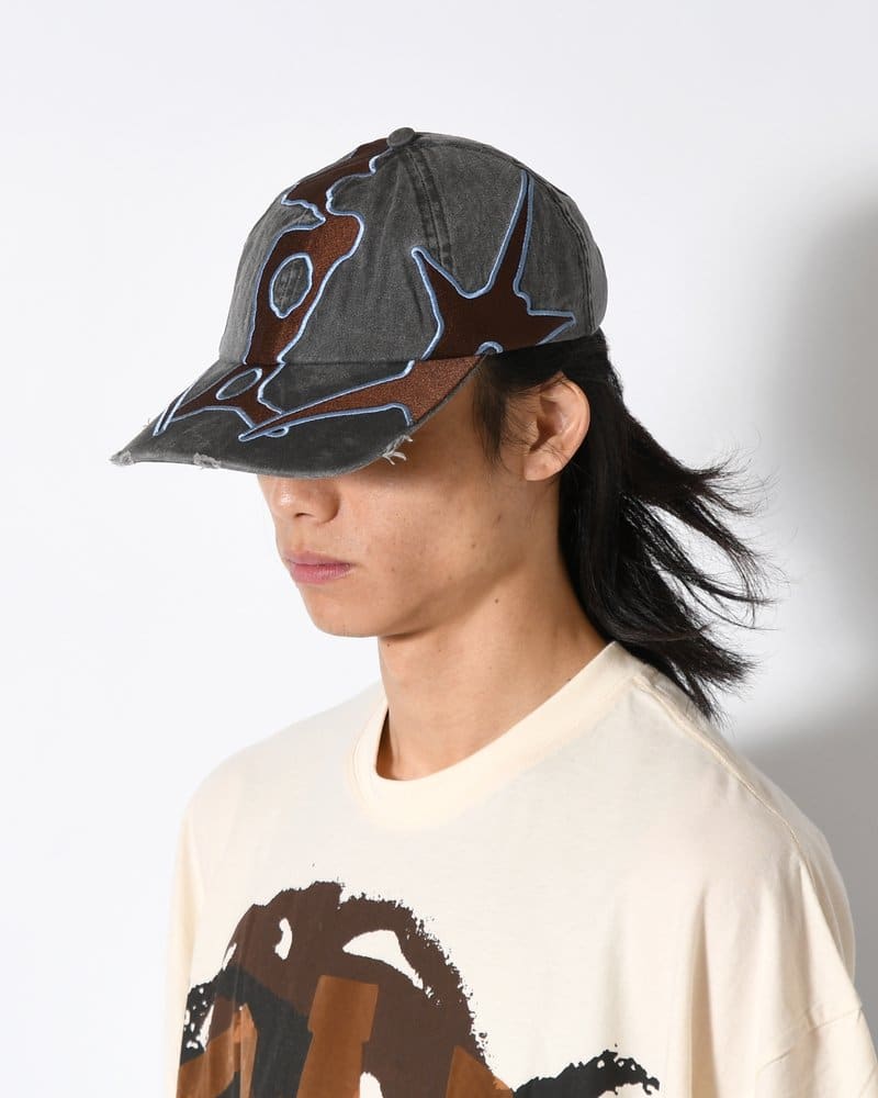 Perks And Mini  OUTLINE LOGO CAP -BLACK WASH- BLACK WASH ONE SIZE