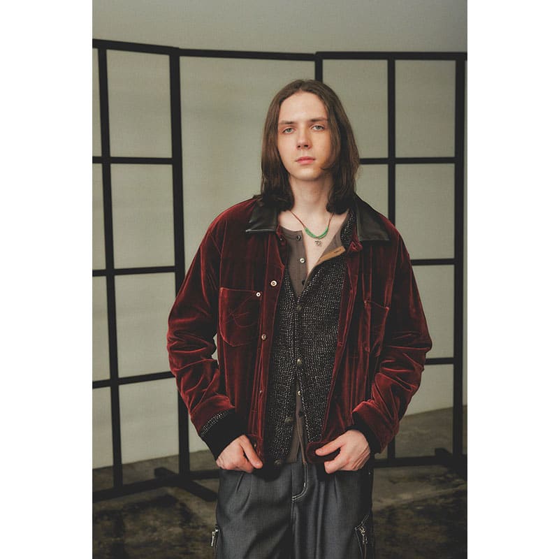 KOOI  VELVETEEN MINIMAL JACKET RED 1