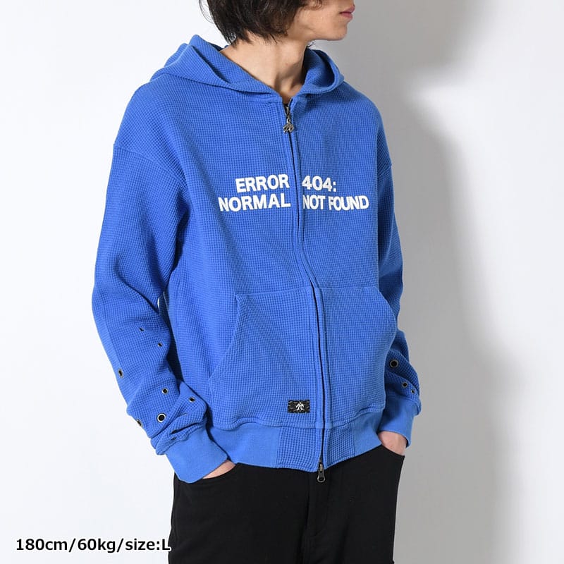 ANTIMID  EYELET THERMAL ZIP HOODIE BLUE S