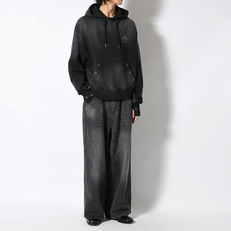 ANTIMID  EYELET BAGGY DENIM BLACK S