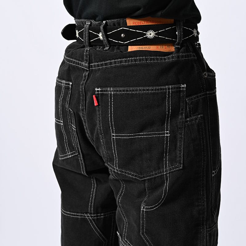 HIGH-GATE  CLUSTERS DENIM PANTS BLACK 1