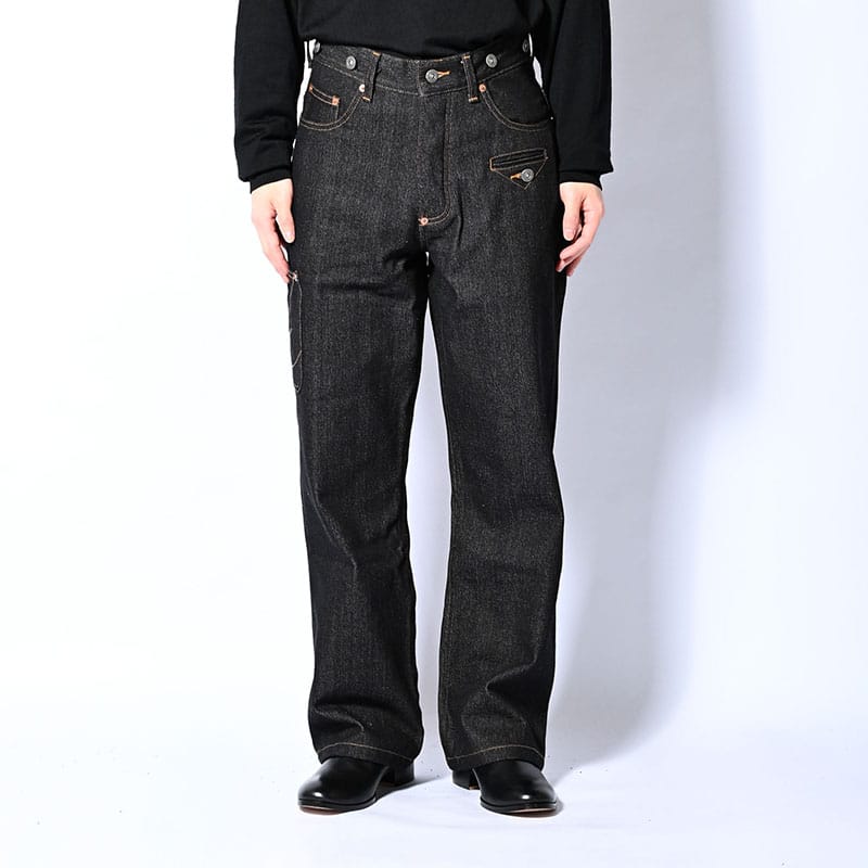 KOOI  IRREGULAR BOYS DENIM PANTS BLACK 1