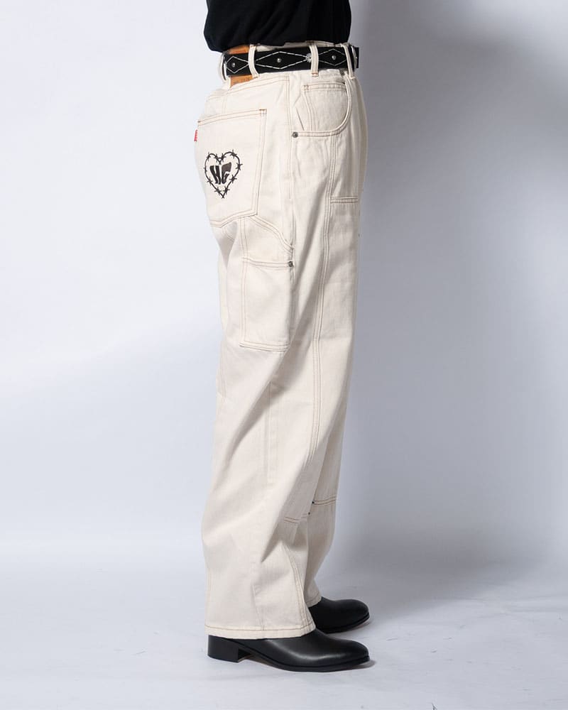 HIGH-GATE  HALF DOUBLE KNEE BAGGY DENIM OFF WHITE 1
