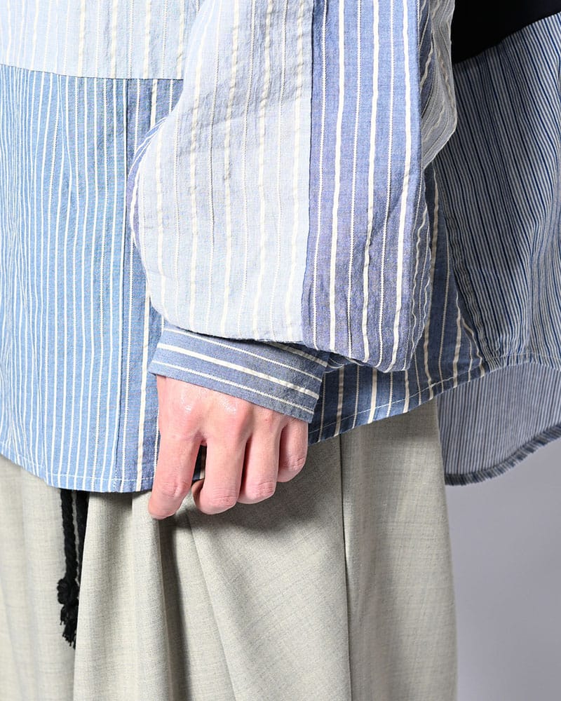 NODZOKU×KOOI  PATCHWORK OVER SHIRT -MULTI STRIPE- MULTI STRIPE FREE