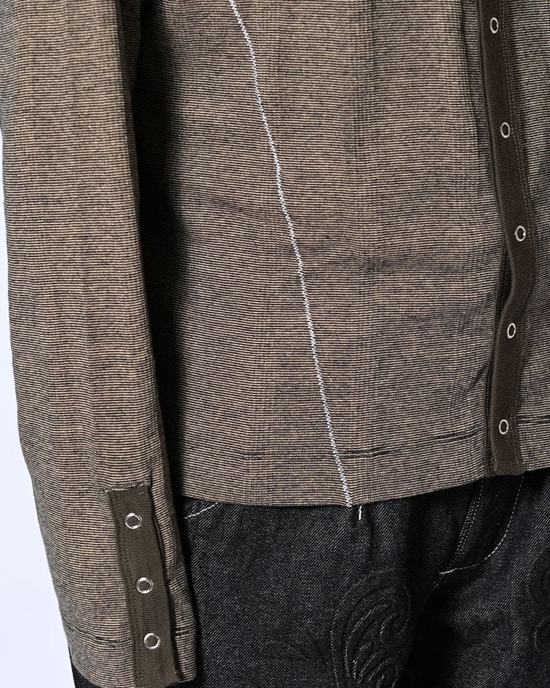 Robert P. Miller×KOOI  STITCH PANEL RIBBED CARDIGAN -BROWN- BROWN 1