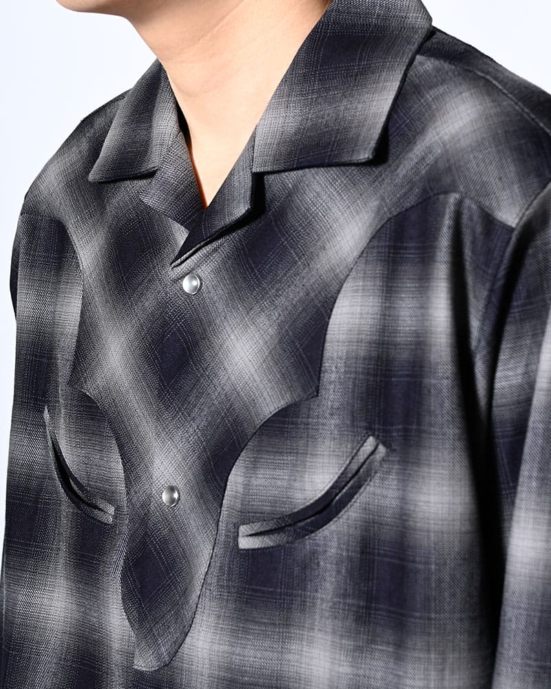 KOOI  INDIGO CHECK WESTERN SHIRTS -BLACK- BLACK 1