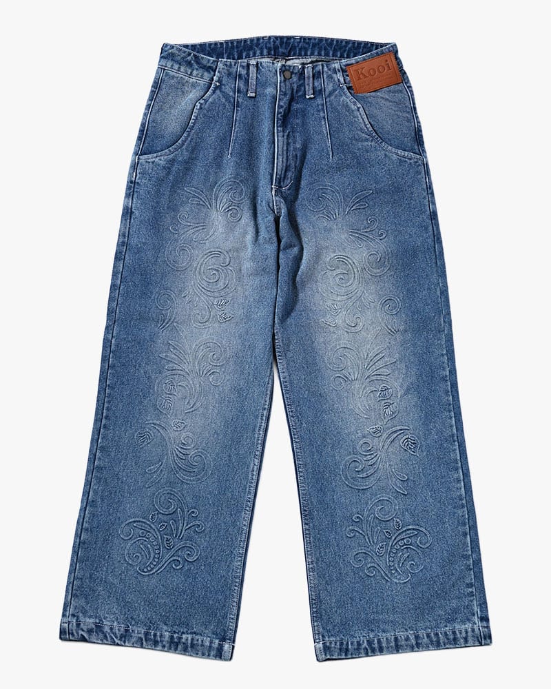 KOOI  EMBOSS DENIM PANTS -W.INDIGO- W.INDIGO 1