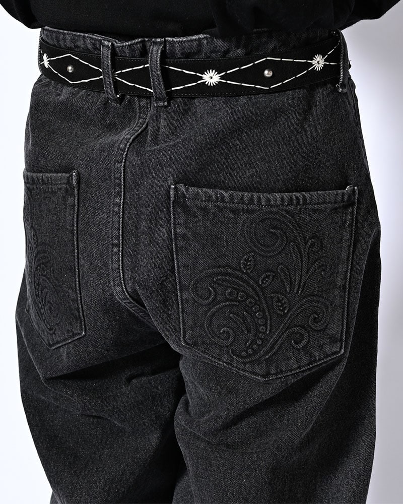 KOOI  EMBOSS DENIM PANTS -BLACK- BLACK 1