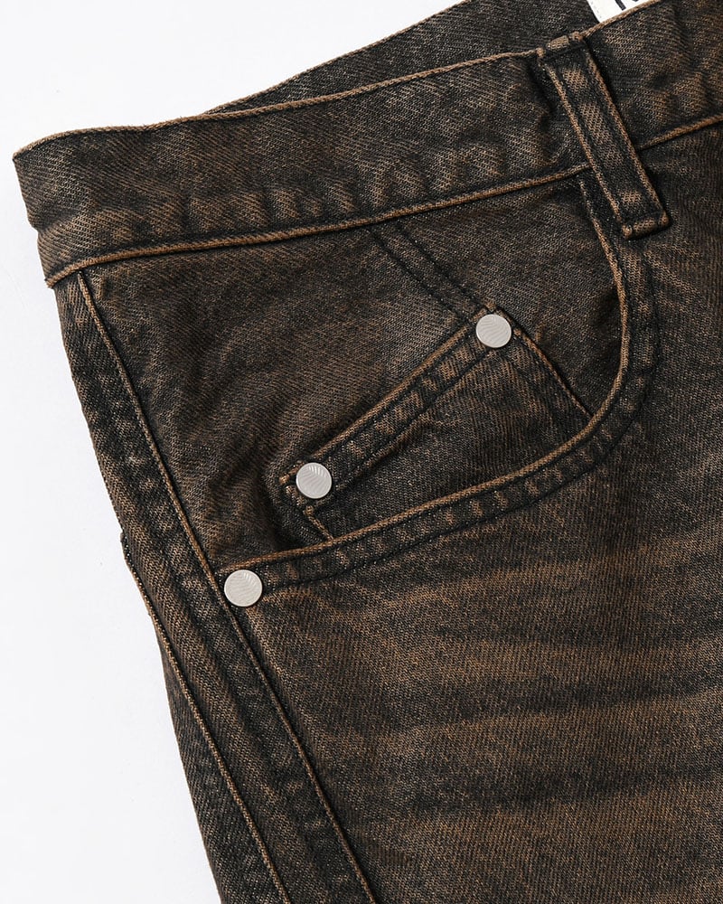 NVRFRGT  3D TWISTED WIDE LEG JEANS -MUD FADED BLACK- MUD FADED BLACK 1