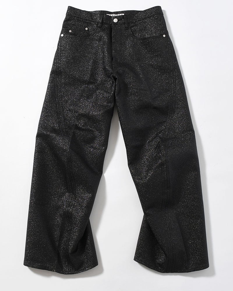 NVRFRGT  GLITTER TWILL 3D TWISTED WIDE -BLACK- BLACK 1
