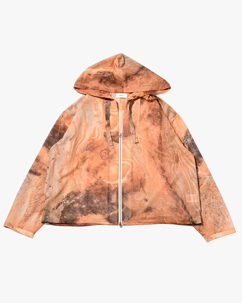 KOOI  NATURE PRINT SHEER ZIP HOODIE -BEIGE- BEIGE 1