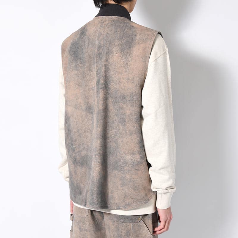 SEVEN BY SEVEN  LEATHER WORK VEST Goat suede Antique finish GRAY S