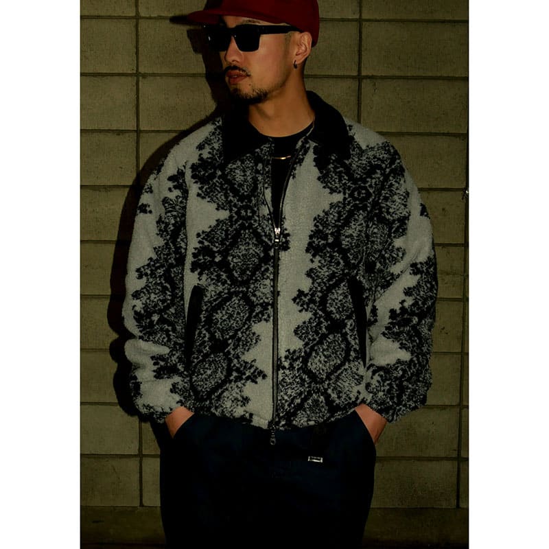 Pretense  Python Pattern Boa Jacket GREIGE M
