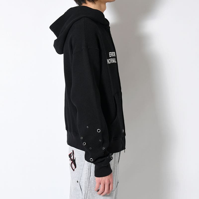 ANTIMID  EYELET THERMAL ZIP HOODIE BLACK S