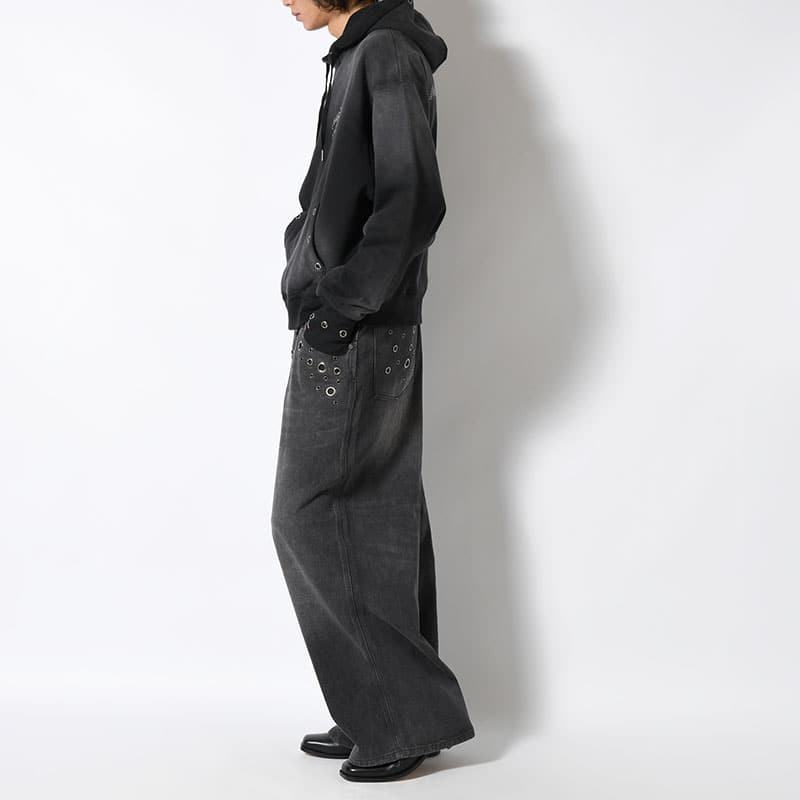 ANTIMID  EYELET BAGGY DENIM BLACK S